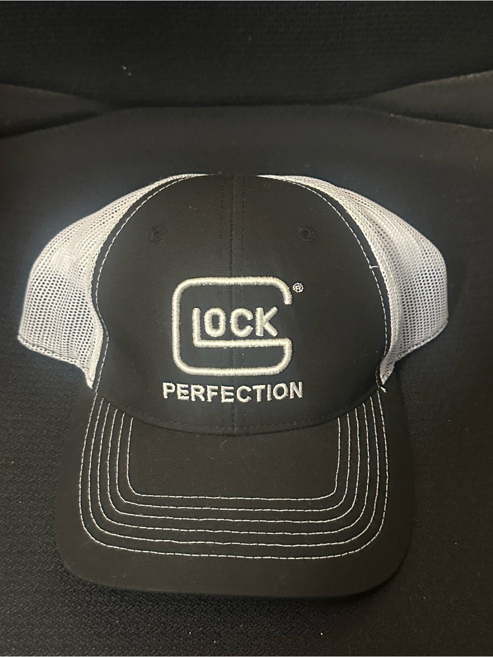 Glock Perfection Black and White Mesh Trucker Hat
